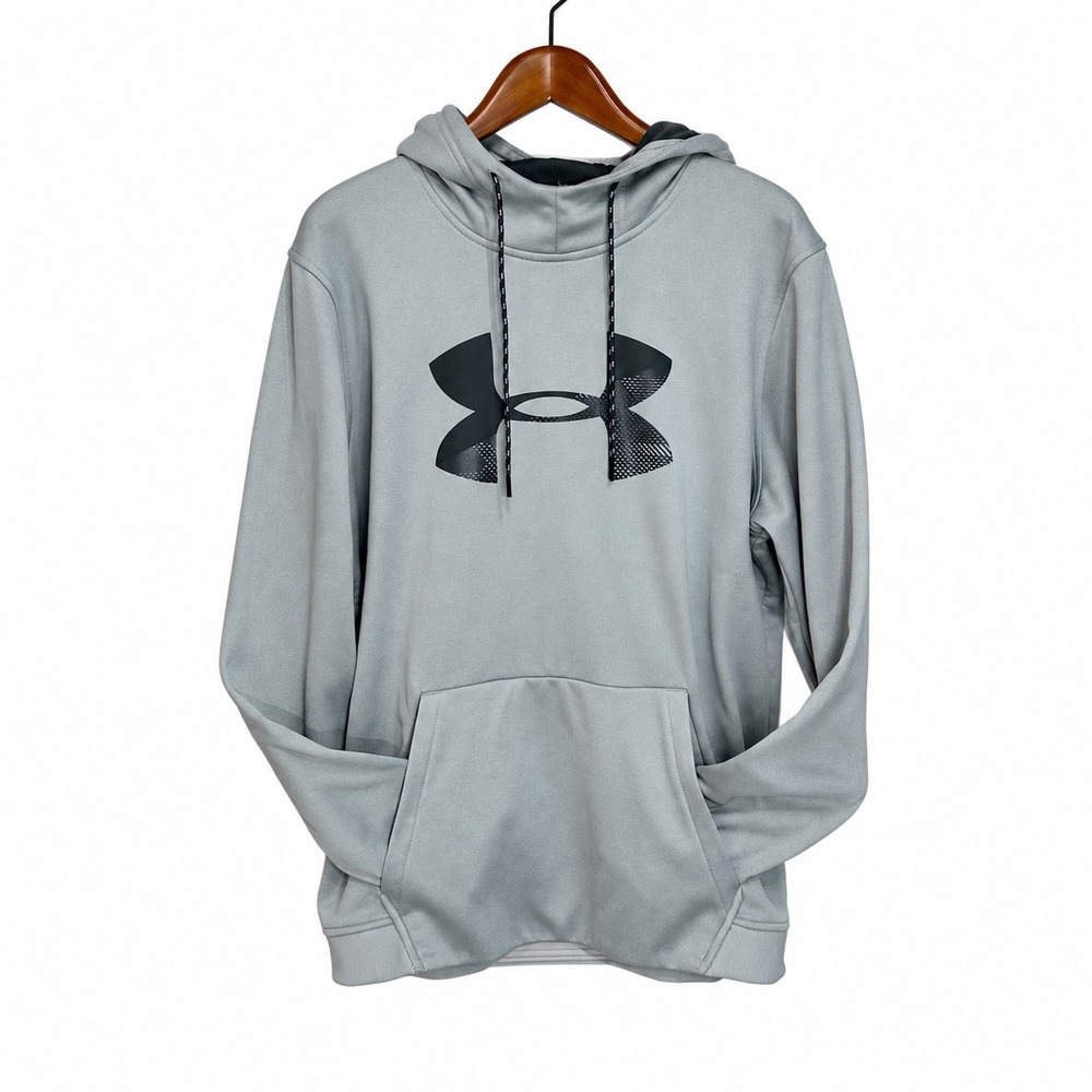 Under Armour Mens ColdGear Big Logo Hoodie Grey Loose Fit XL Pullover
